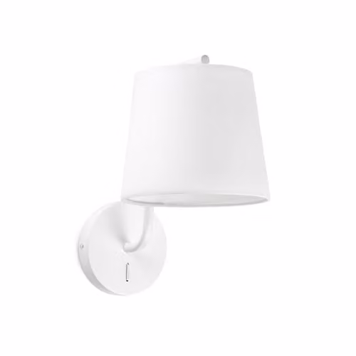 FARO BARCELONA Berni 29326 Modern Wall Light with White Fabric Shade and Metal Body, 20 W