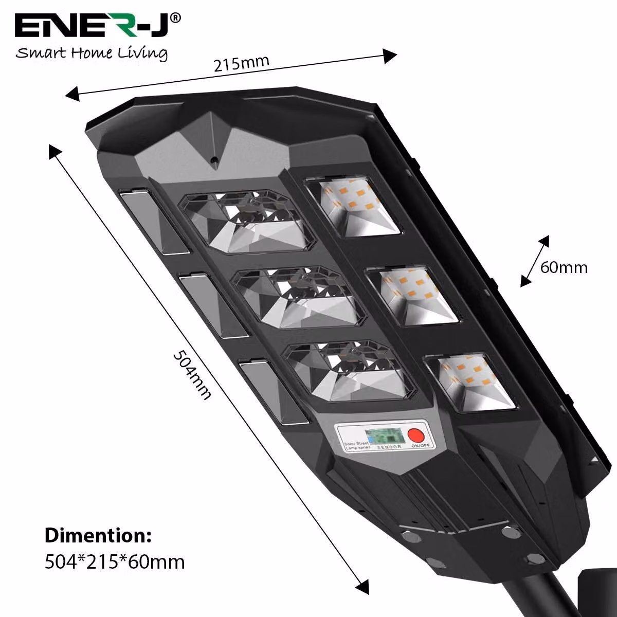 ENER-J 100W Solar Street Light in White with 6V 12W Solar Panel, 12000mAh Battery, 6500K Cool White LED and Remote Control – 5