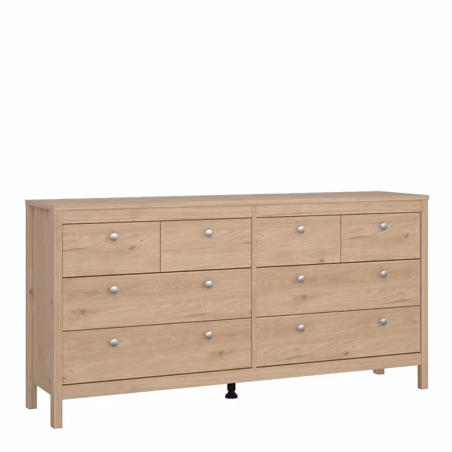 Furniture To Go Madrid Double Dresser with 4+4 Drawers in Jackson Hickory Oak and Light Oak