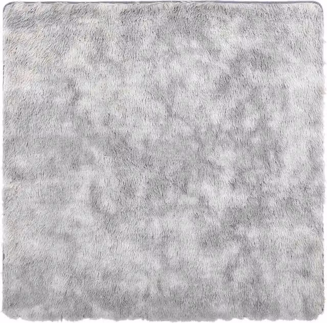 Berkfield Home NAVARRA Shaggy High Pile Rug, Silver Grey, W/D/H: 160 x 160 x 1 cm – 1