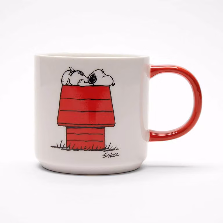 Magpie Peanuts Allergic to Mornings Porcelain Mug, White, 330ml