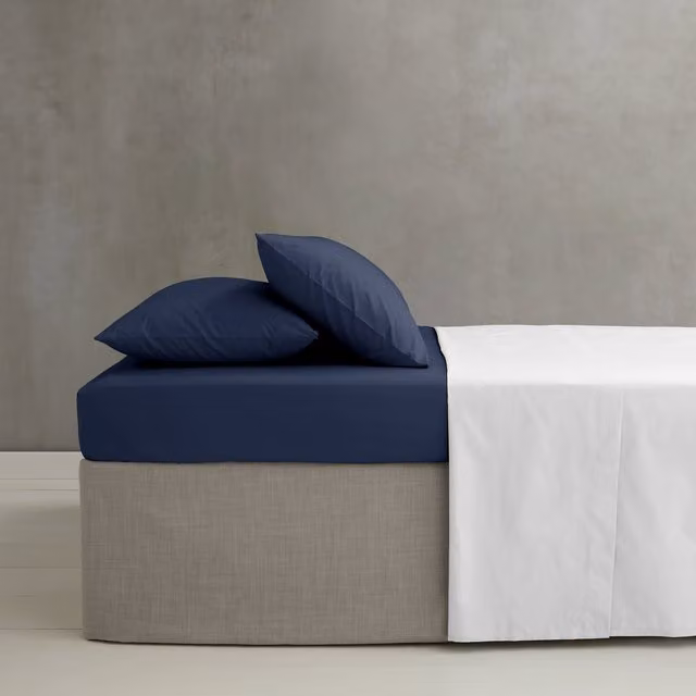 Catherine Lansfield Easy Iron Percale Combed Polycotton Extra Deep Super King Fitted Sheet, Blue, W/D/H: 200 x 200 x 35 cm – 1