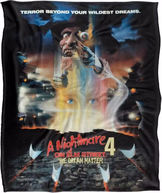 Nightmare On Elm Street Super Soft Throw Blanket, White and Multicolour, W: 152 cm, D: 127 cm