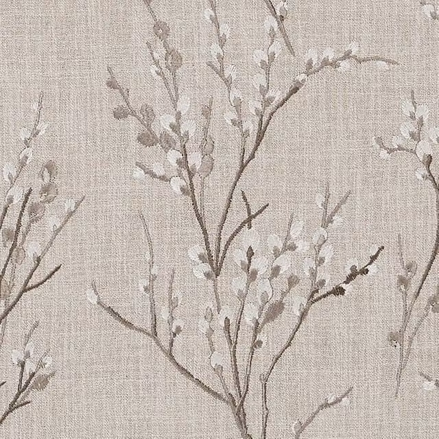 Laura Ashley Pussy Willow Embroidered Floral Fabric in Grey and Beige