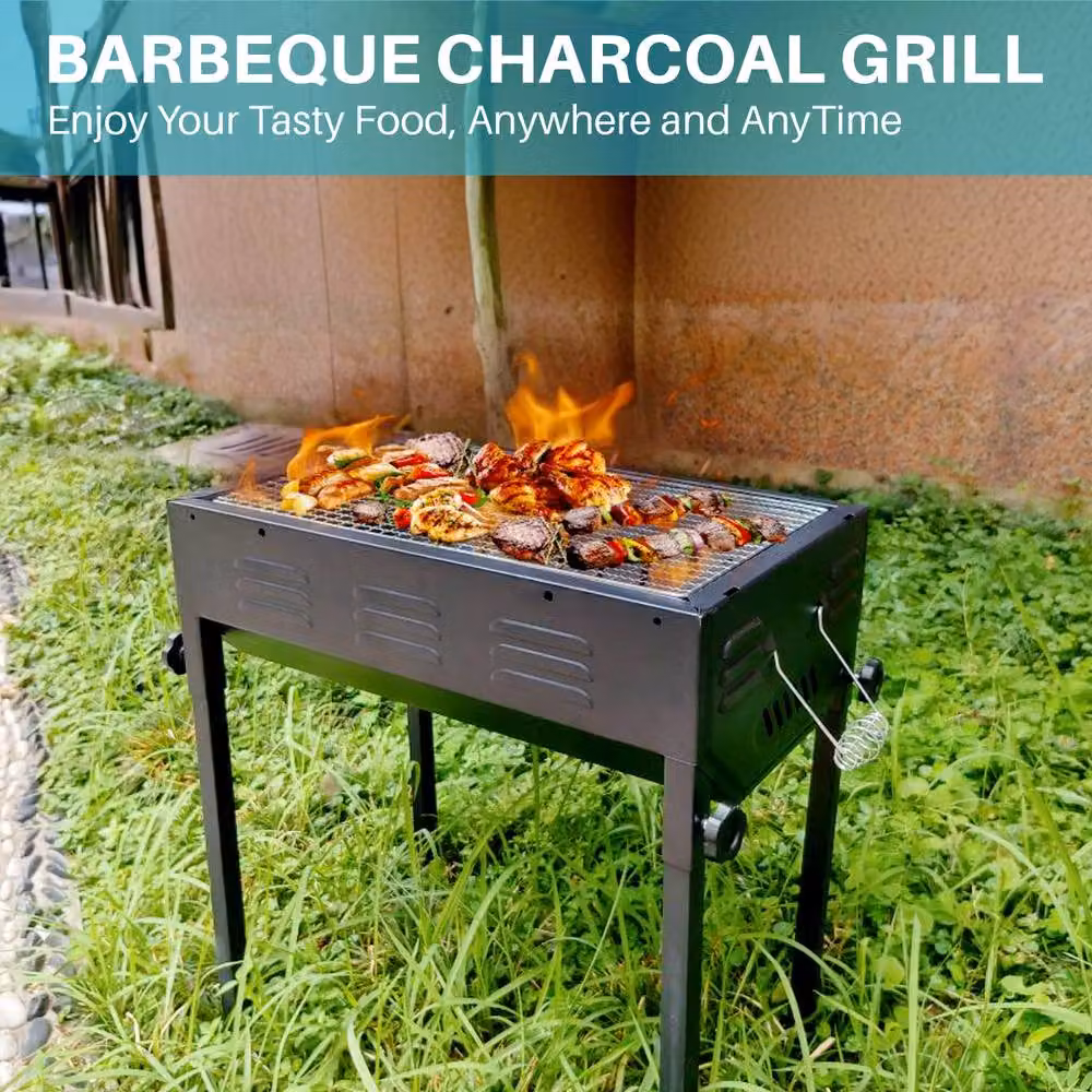 Crystals Portable Tabletop Charcoal BBQ Grill in Black, Enamelled Steel – 4