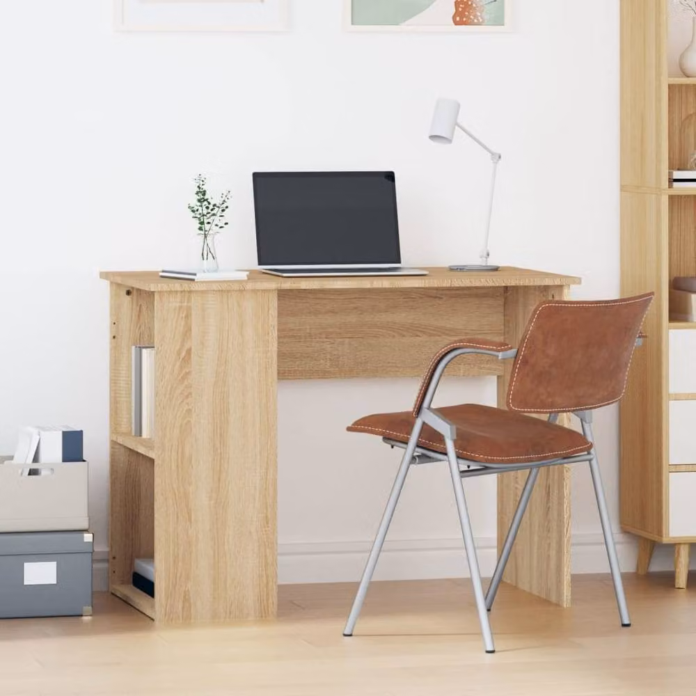Berkfield Home Computer Desk in Sonoma Oak, W/D/H: 100 x 55 x 75 cm – 2
