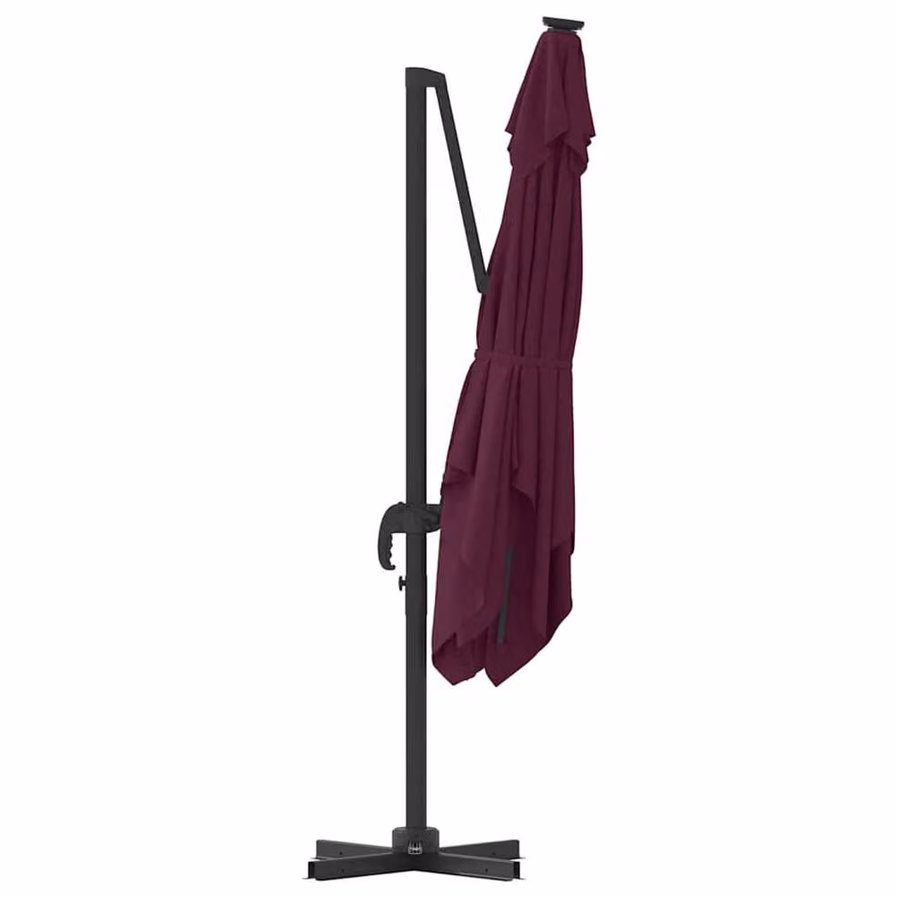 Berkfield Home Roma Cantilever Garden Parasol in Bordeaux Red, Aluminium, W/D/H: 286 x 285 x 265 cm – 3