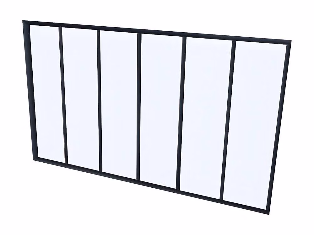 Vente-unique Powder-Coated Aluminium and Glass Partition, Black, W: 180 cm, H: 130 cm – 2