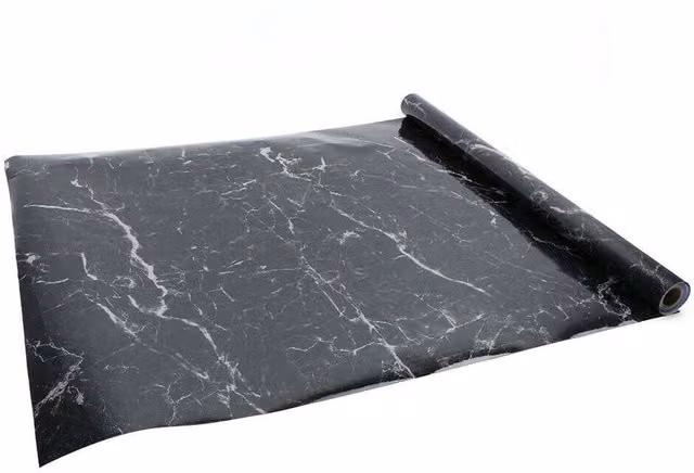 Livingandhome Black Marble Self-Adhesive Waterproof Plastic Wallpaper