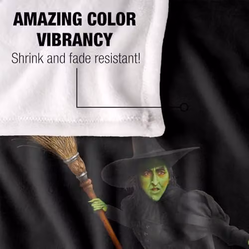 Warner Bros. The Wizard of Oz Witch Silky Touch Super Soft Fleece Throw Blanket, Multicolour, W: 91.44 cm x L: 147 cm – 3