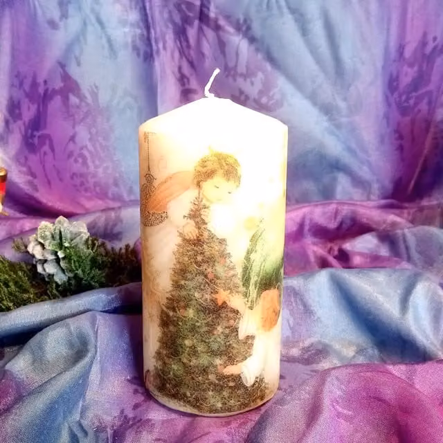 Viki Christmas Pillar Candle Angel in White