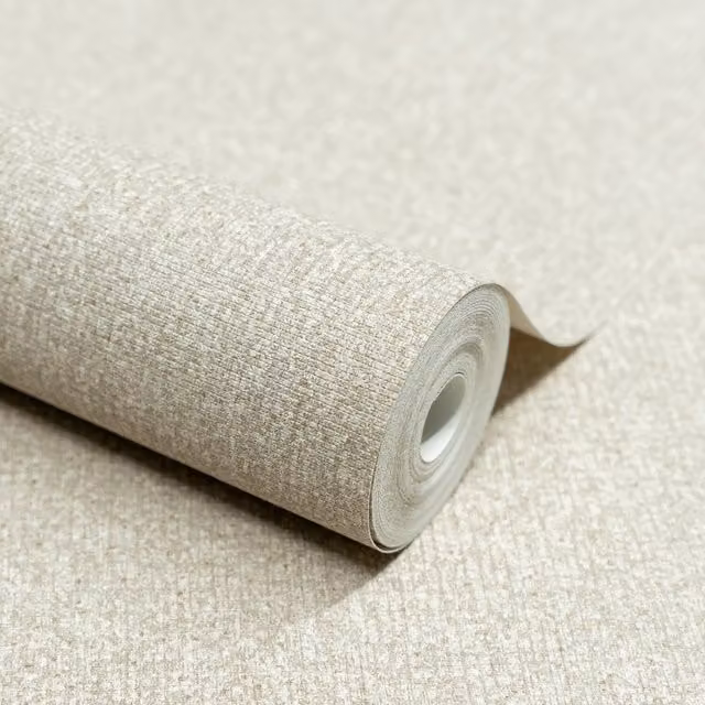Grandeco Boutique Monroy Semi Plain Embossed Minimalist Wallpaper in White, Pink and Beige