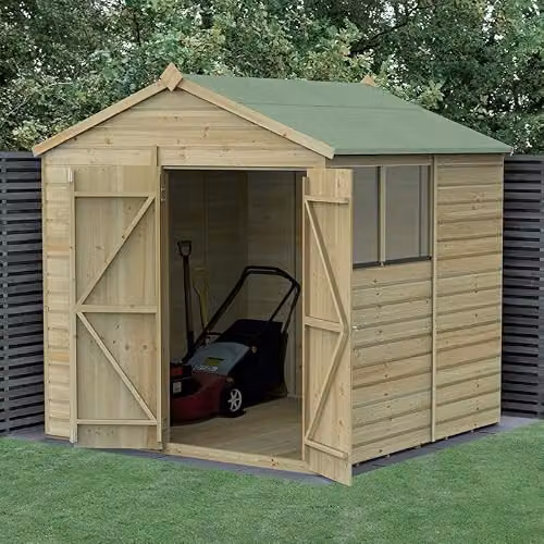 Forest Garden Brown Apex Wooden Shiplap Shed with Double Doors and Windows – 2