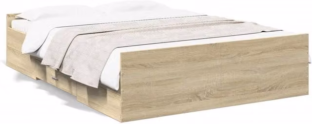 Berkfield Home Sonoma Oak Double Bed Frame with Drawers in Light Tan, W: 135 cm, L: 190 cm – 1