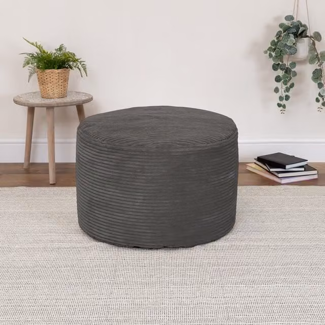 icon Milano Corduroy Bean Bag Footstool Pouffe in Grey