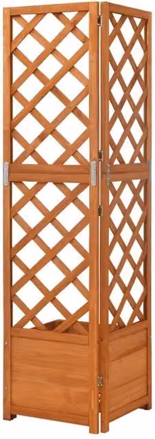 Berkfield Home Beautiful Corner Trellis Planter in Brown Solid Fir Wood, W/D/H: 40 x 40 x 150 cm – 1