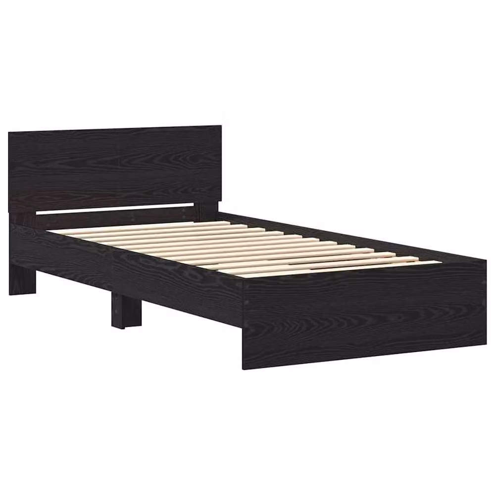Berkfield Home Classic Bed Frame with Headboard and Lift Up Base, Black Oak, W/D/H: 100 x 200 cm – 3