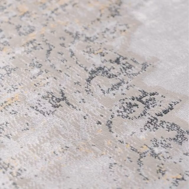 The Rug House Metallic Traditional Medallion Abstract Rectangular Living Area Rug in Grey, Silver, Petrol and Blue, W: 240 cm, D: 70 cm
