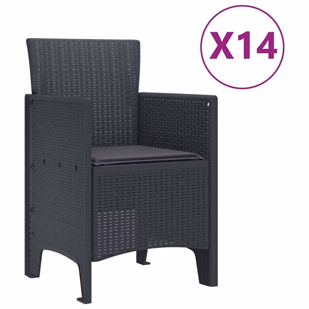 Berkfield Home 15 Piece Anthracite Poly Rattan Garden Dining Set with Cushions in Dark Grey – 3