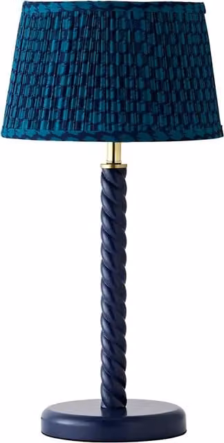 Amara Navy Twist Table Lamp with Blue Fabric Shade