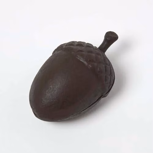 Homescapes Brown Hollow Acorn Cast Iron Key Holder in a Rustic Style