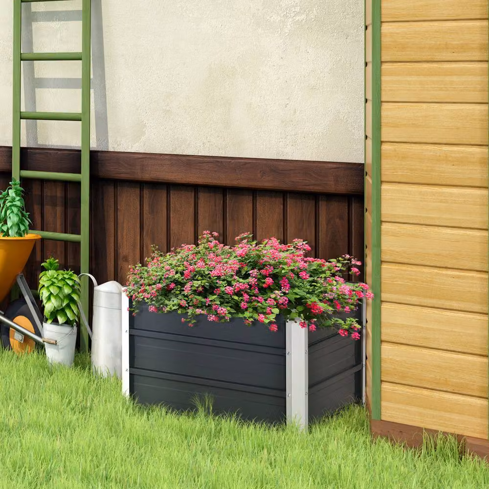 STILVORA Grey Steel Raised Garden Bed Planter Box, 108L, W/D/H: 66 x 47 x 40 cm – 2