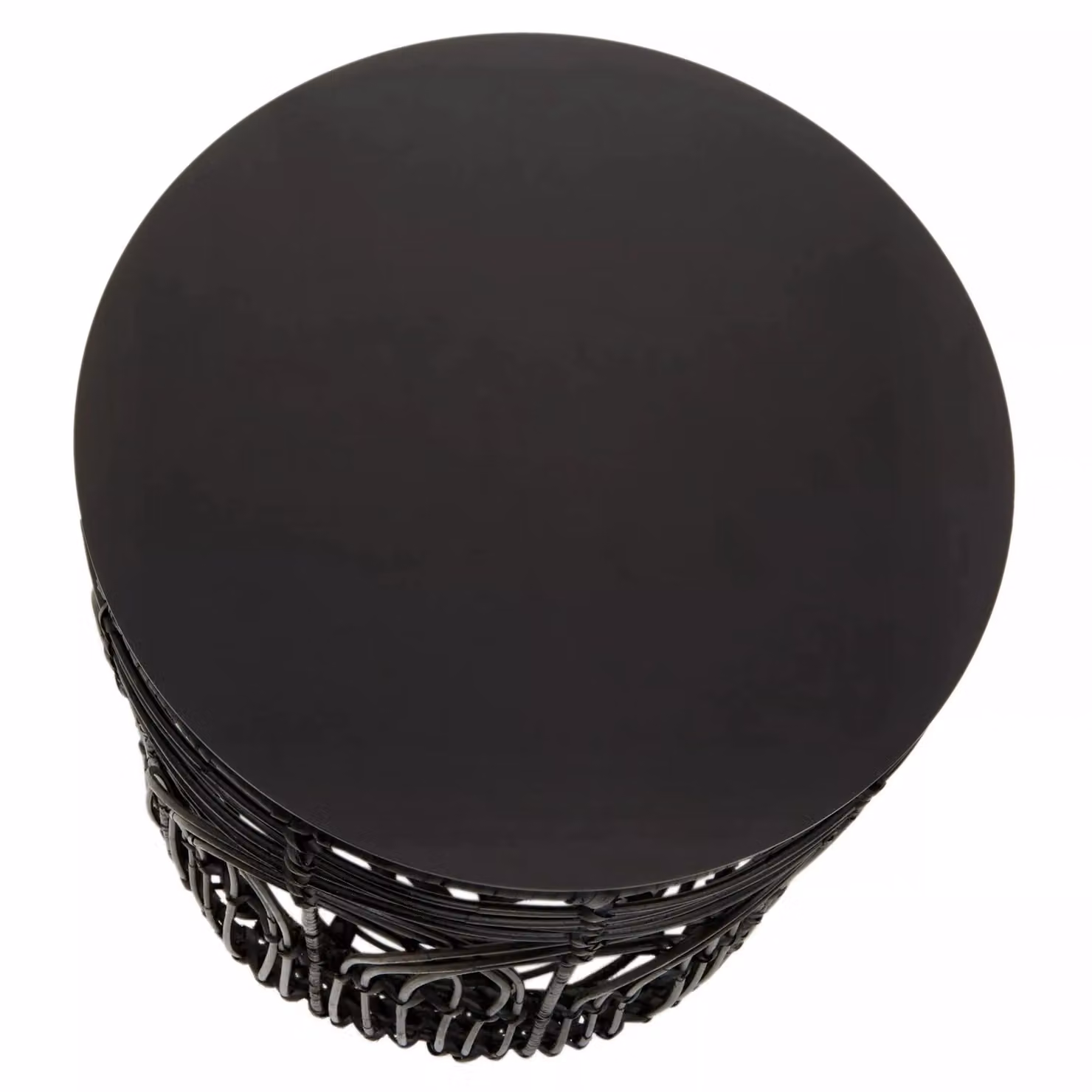 Orsina Round Black Rattan Industrial Side Table – 3