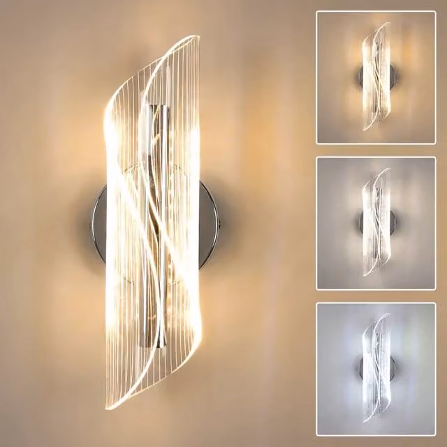 COMELY 12W LED Spiral Design Silver Wall Light with 3 Colour Temperatures