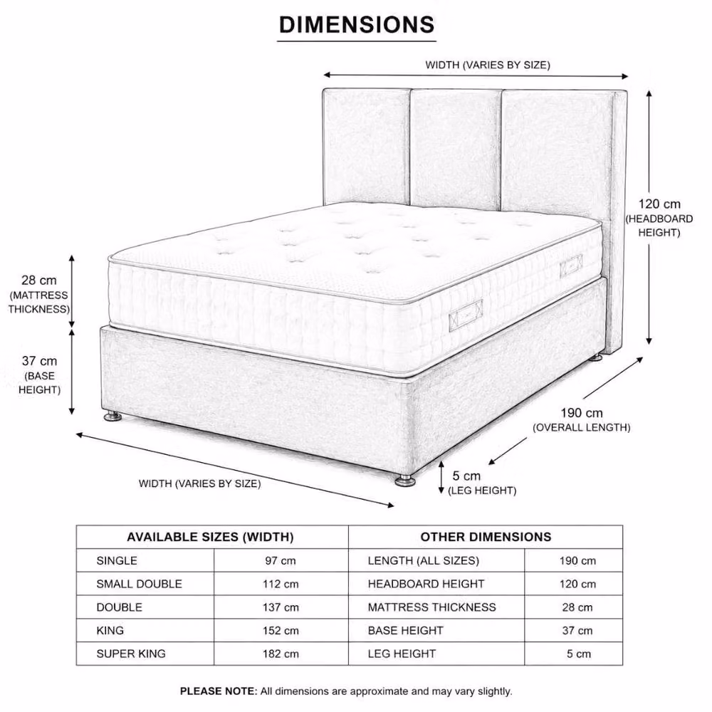 Stratus Interiors Oulton Wingback Divan Bed with Panel Headboard and Drawers in Brown, W/D/H: 90 x 190 x 35.56 cm – 2