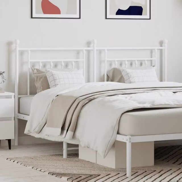 Berkfield Home Classic Metal Headboard in White, 160 cm