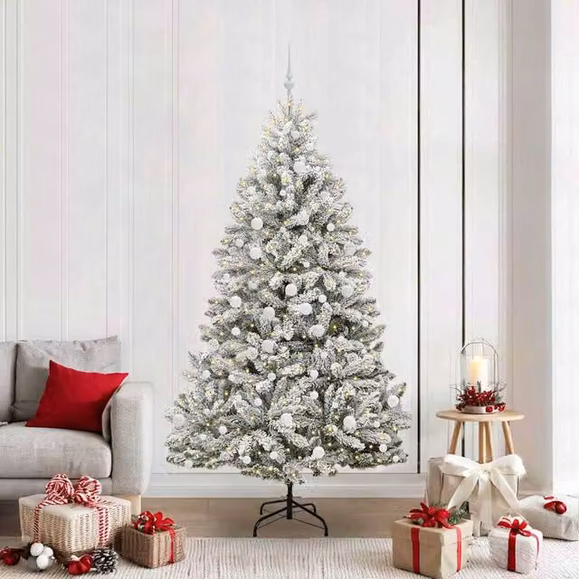 Berkfield Home Artificial Christmas Tree in Green and White, Height: 210 cm – 1