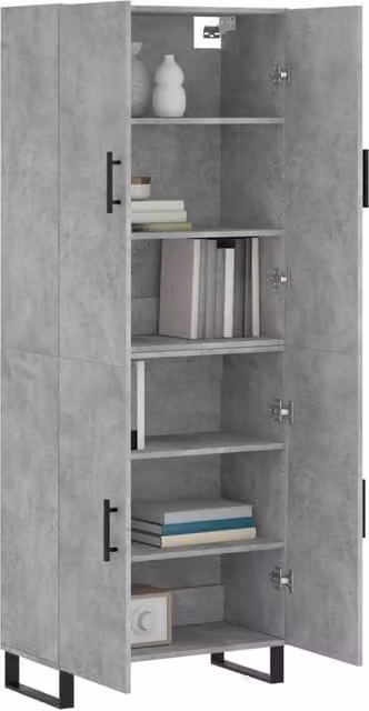 Berkfield Home Highboard in Concrete Grey, W/D/H: 69.5 x 34 x 180 cm – 1