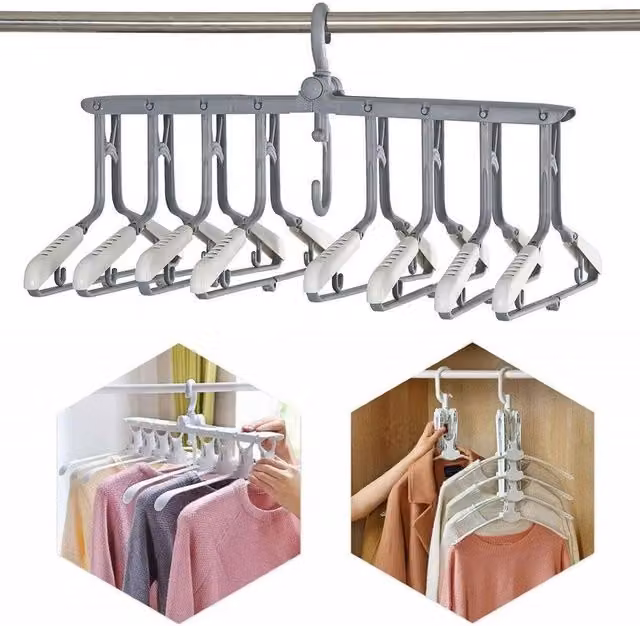 KORVIXA Non-Slip Space-Saving Folding Plastic Clothes Hangers in Grey