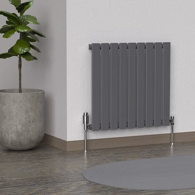 Lux Heat Anthracite Grey Horizontal Wall Mounted Radiator W: 60 cm, H: 63 cm