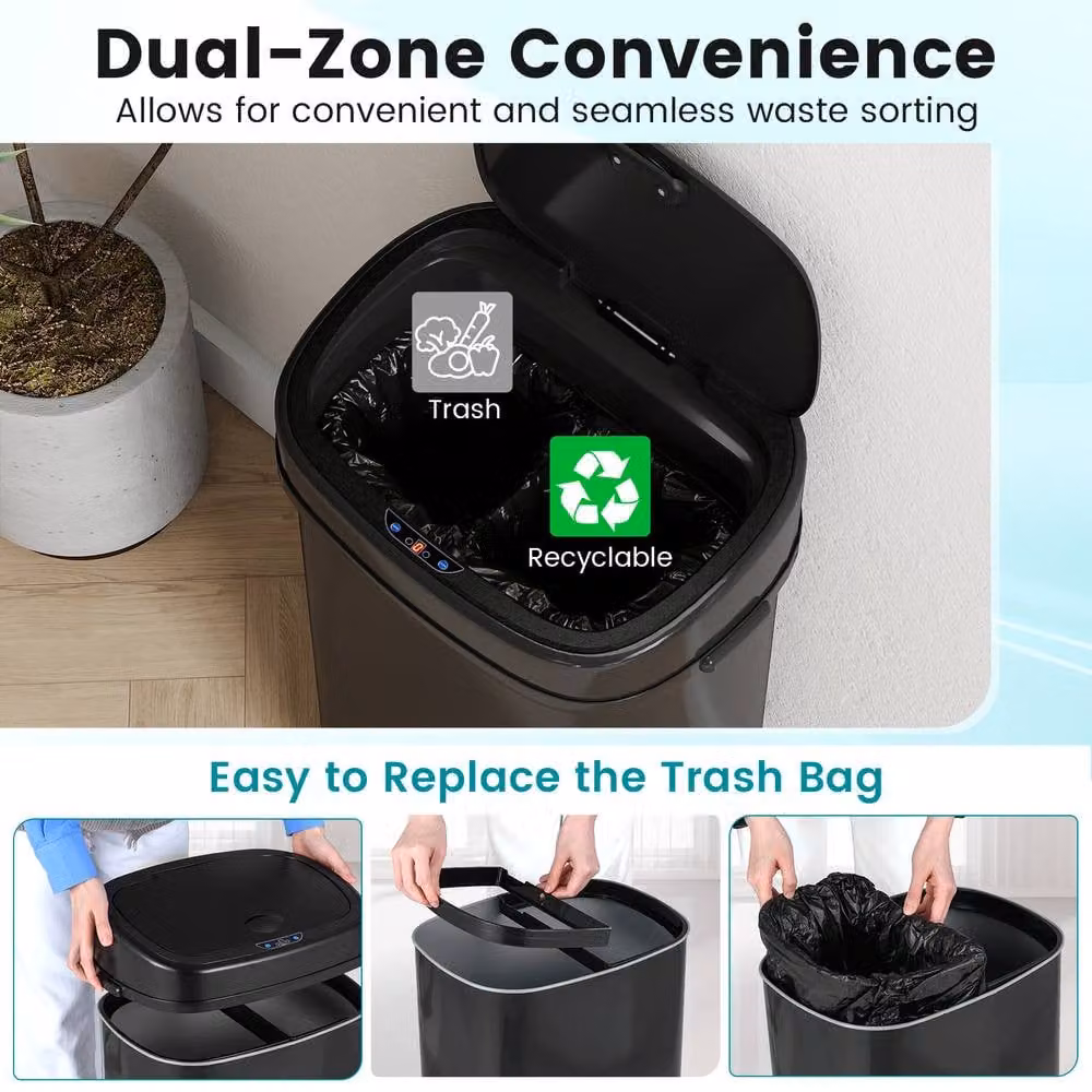 Costway 58L Infrared Motion Sensor Automatic Touchless Garbage Can in Black – 5