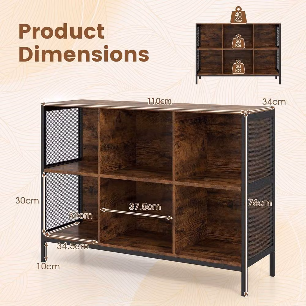 SPETLEK 6 Cube Industrial Storage Organizer in Brown, Width: 110 cm – 2
