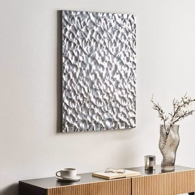 Wyld and Coco Gold and Silver Abstract Geometric Metal Wall Decor, Rectangular – 1