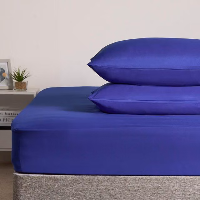 Brentfords Pair of Plain Blue Polyester Housewife Pillowcases
