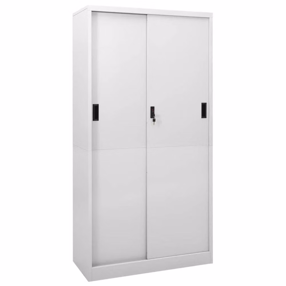 Berkfield Modern Home Office Cabinet in Matt Grey with Sliding Doors and Lock, W/D/H: 90 x 40 x 180 cm – 2