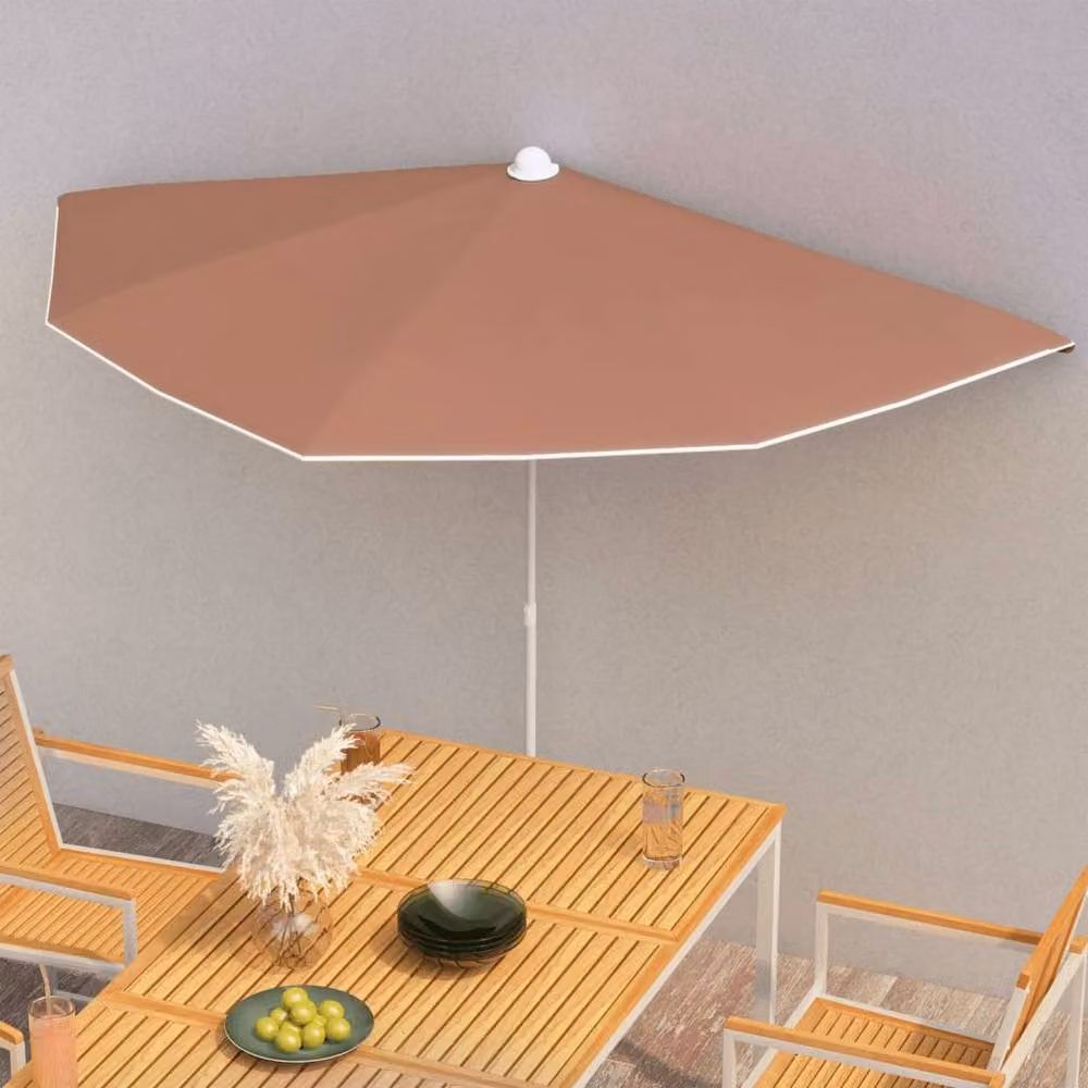 Berkfield Home Durable Garden Half Parasol with Pole in Terracotta – 2