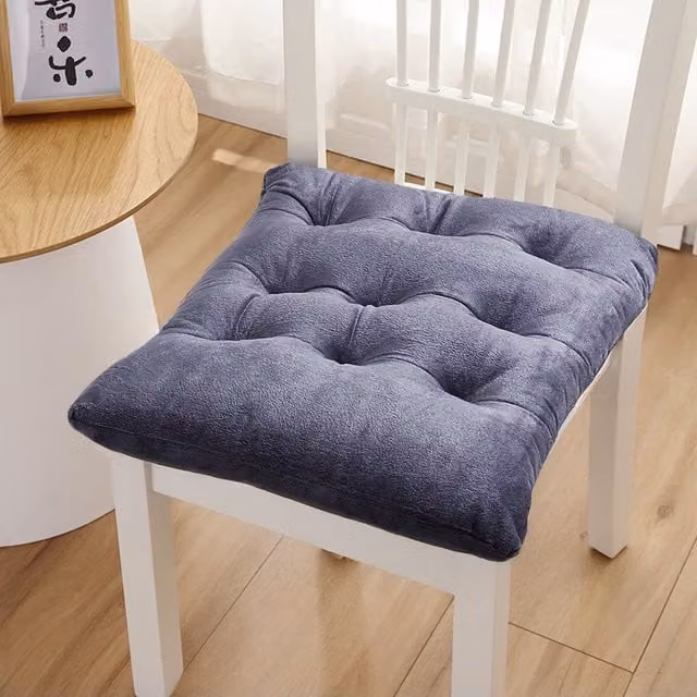 Garden Sanctuary Grey Velvet Square Chair Cushion with Hook and Loop Straps