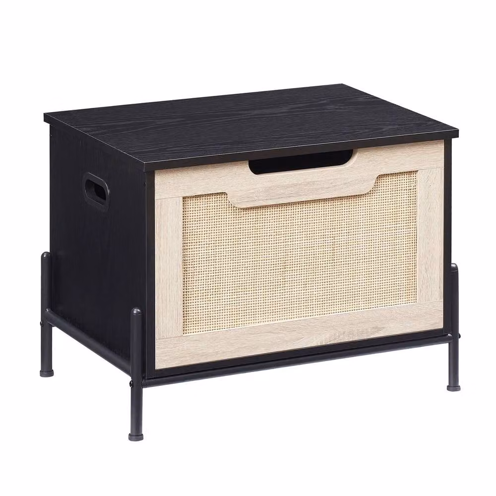 VOGREX Black Rattan Entryway Storage Bench and Trunk – 2