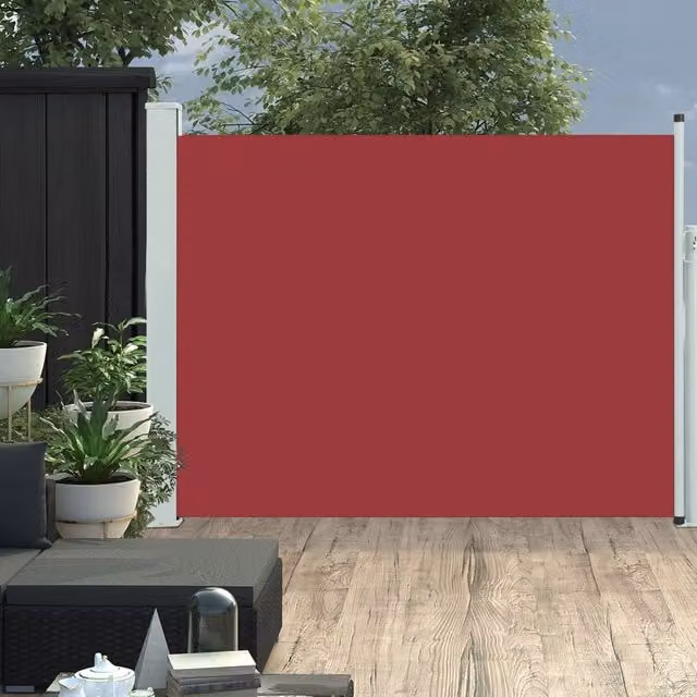 Berkfield Home Red Retractable Side Awning with Manual Pull, Polyester and Steel Construction, W/H: 500 x 140 cm – 1