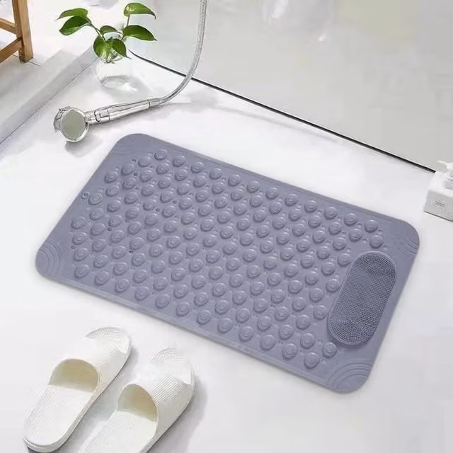 NESTLUNE Non-Slip Grey Rectangular Shower Mat Scrubber for Bathtubs – 1