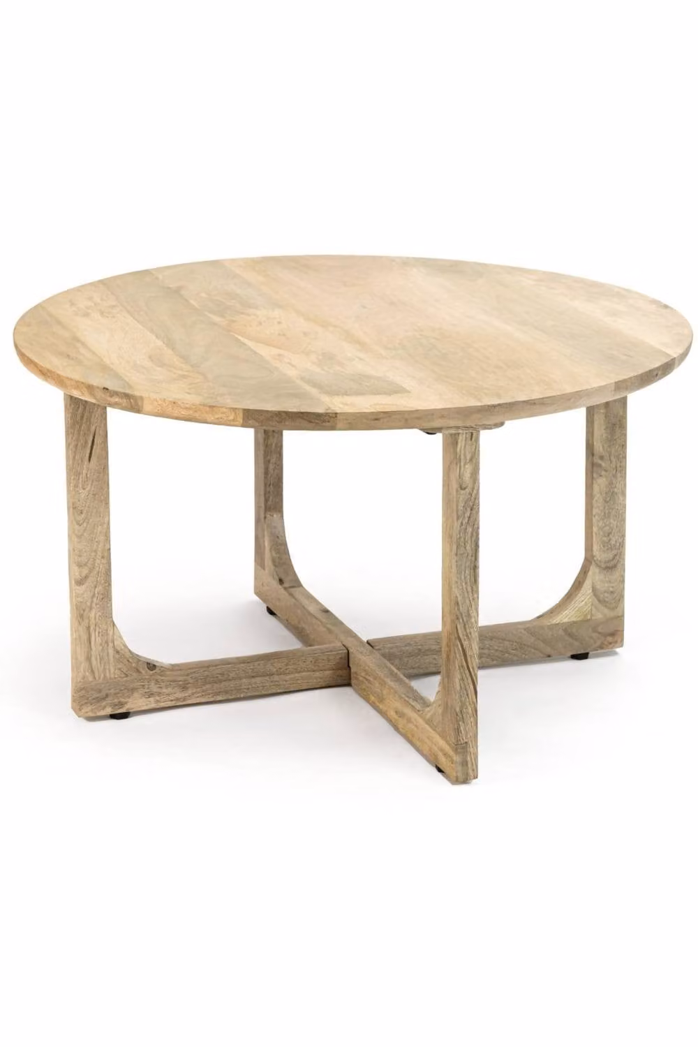 IH Design Bathwick Round Coffee Table in Natural Solid Mango Wood, Light Brown, W/D/H: 80 x 80 x 45 cm – 2