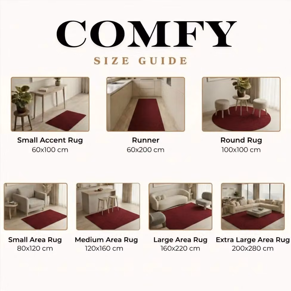 Desire Rugs Red Plain Modern Washable Non-Slip Hallway and Living Room Runner Rug, W: 60 cm, L: 200 cm – 6