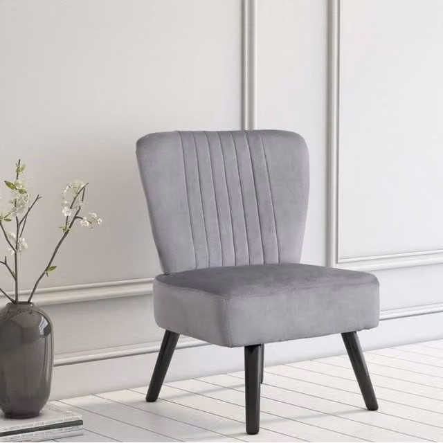 Neo Grey Crushed Velvet Shell Accent Chair