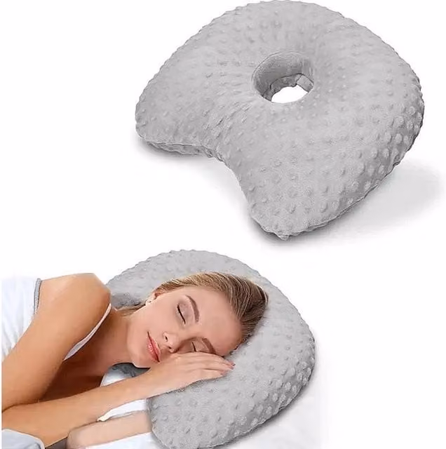 Kelvenix Grey Ear Piercing Pillow for Side Sleepers – 1
