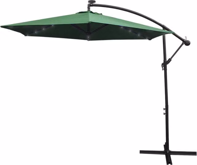 Monster Shop 3m LED Cantilever Banana Parasol Umbrella in Green