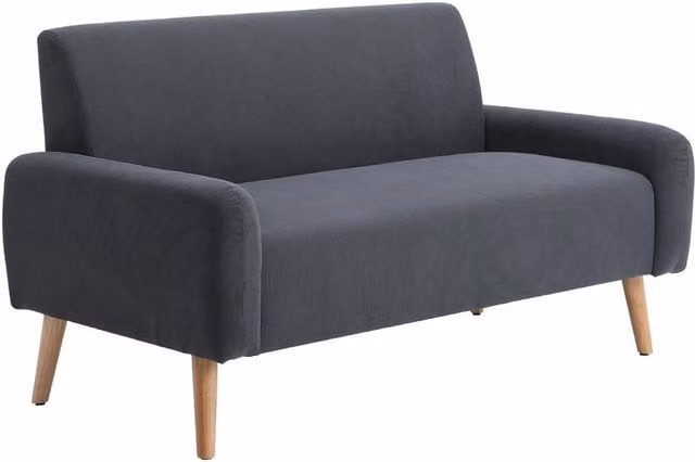 Livingandhome Modern 2-Seat Corduroy Loveseat Sofa in Grey
